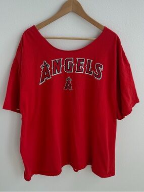Angels MLB cut out off the shoulder Tee